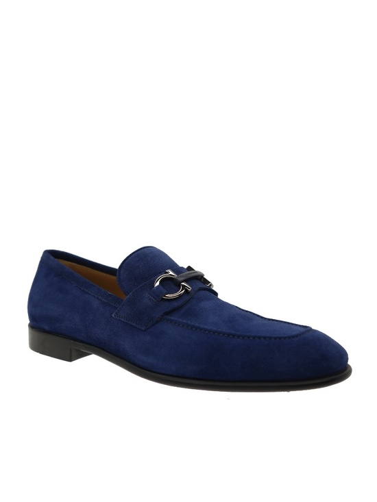 Salvatore Ferragamo Foster Gancini Loafers Indigo Suede Leather Size 11 New main image 7